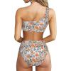 imageMOOSLOVER Women Cutout One Shoulder High Waisted Bikini High Cut Two Piece SwimsuitsYellow Floral22