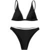 imageMOOSLOVER Women Triangle High Waisted Bikini String High Cut Two Piece SwimsuitsBlack White017