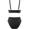 imageMOOSLOVER Women V Neck Knot Front High Waisted Bikini Sets High Cut Two Piece SwimsuitBlack