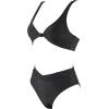imageMOOSLOVER Women V Neck Knot Front High Waisted Bikini Sets High Cut Two Piece SwimsuitBlack