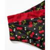 imageMOOSLOVER Women V Neck Knot Front High Waisted Bikini Sets High Cut Two Piece SwimsuitBlack Red