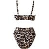imageMOOSLOVER Women V Neck Knot Front High Waisted Bikini Sets High Cut Two Piece SwimsuitLeopard
