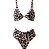 imageMOOSLOVER Women V Neck Knot Front High Waisted Bikini Sets High Cut Two Piece SwimsuitLeopard