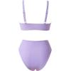 imageMOOSLOVER Women V Neck Knot Front High Waisted Bikini Sets High Cut Two Piece SwimsuitLight Purple