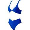 imageMOOSLOVER Women V Neck Knot Front High Waisted Bikini Sets High Cut Two Piece SwimsuitRoyal Blue