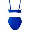 imageMOOSLOVER Women V Neck Knot Front High Waisted Bikini Sets High Cut Two Piece SwimsuitRoyal Blue