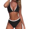 imageMOOSLOVER Women Triangle High Waisted Bikini String High Cut Two Piece SwimsuitsBlack White017