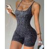 imageMOOSLOVER Women Strappy Backless Jumpsuits Tummy Control Bodycon Yoga Romper One Piece Workout Jumpsuit Shorts1 Blue Leopard