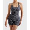 imageMOOSLOVER Women Strappy Backless Jumpsuits Tummy Control Bodycon Yoga Romper One Piece Workout Jumpsuit Shorts1 Blue Leopard