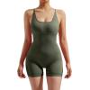 imageMOOSLOVER Women Strappy Backless Jumpsuits Tummy Control Bodycon Yoga Romper One Piece Workout Jumpsuit Shorts1 Green