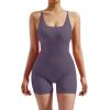 imageMOOSLOVER Women Strappy Backless Jumpsuits Tummy Control Bodycon Yoga Romper One Piece Workout Jumpsuit Shorts1 Purple