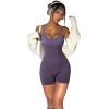 imageMOOSLOVER Women Strappy Backless Jumpsuits Tummy Control Bodycon Yoga Romper One Piece Workout Jumpsuit Shorts1 Purple