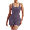 imageMOOSLOVER Women Strappy Backless Jumpsuits Tummy Control Bodycon Yoga Romper One Piece Workout Jumpsuit Shorts1 Purple