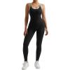 imageMOOSLOVER Women Strappy Backless One Piece Jumpsuits Tummy Control Padded Workout Rompers1 Black White