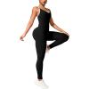 imageMOOSLOVER Women Strappy Backless One Piece Jumpsuits Tummy Control Padded Workout Rompers1 Black White