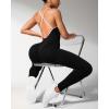 imageMOOSLOVER Women Strappy Backless One Piece Jumpsuits Tummy Control Padded Workout Rompers1 Black White