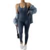 imageMOOSLOVER Women Strappy Backless One Piece Jumpsuits Tummy Control Padded Workout Rompers1 Blue