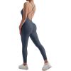 imageMOOSLOVER Women Strappy Backless One Piece Jumpsuits Tummy Control Padded Workout Rompers1 Blue