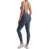 imageMOOSLOVER Women Strappy Backless One Piece Jumpsuits Tummy Control Padded Workout Rompers1 Blue