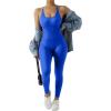 imageMOOSLOVER Women Strappy Backless One Piece Jumpsuits Tummy Control Padded Workout Rompers1 Cobalt Blue