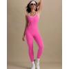 imageMOOSLOVER Women Strappy Backless One Piece Jumpsuits Tummy Control Padded Workout Rompers1 Pink White