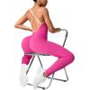 imageMOOSLOVER Women Strappy Backless One Piece Jumpsuits Tummy Control Padded Workout Rompers1 Pink White