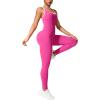 imageMOOSLOVER Women Strappy Backless One Piece Jumpsuits Tummy Control Padded Workout Rompers1 Pink White