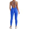 imageMOOSLOVER Women Strappy Backless One Piece Jumpsuits Tummy Control Padded Workout Rompers1 Cobalt Blue