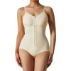 imageMOOSLOVER Women Zipper Sleeveless Shapewear Bodysuits Tummy Control Sculpting Body Suits Basic Cami TopBeige