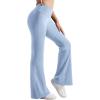 imageMOOSLOVER Women Flare Leggings Fold Over Bootcut Yoga Pants Casual Y2K Lounge Pants Comfy Cotton LeggingsBaby Blue