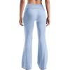 imageMOOSLOVER Women Flare Leggings Fold Over Bootcut Yoga Pants Casual Y2K Lounge Pants Comfy Cotton LeggingsBaby Blue