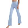 imageMOOSLOVER Women Flare Leggings Fold Over Bootcut Yoga Pants Casual Y2K Lounge Pants Comfy Cotton LeggingsBaby Blue