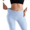 imageMOOSLOVER Women Flare Leggings Fold Over Bootcut Yoga Pants Casual Y2K Lounge Pants Comfy Cotton LeggingsBaby Blue