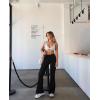 imageMOOSLOVER Women Flare Leggings Fold Over Bootcut Yoga Pants Casual Y2K Lounge Pants Comfy Cotton LeggingsBlack