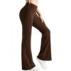 imageMOOSLOVER Women Flare Leggings Fold Over Bootcut Yoga Pants Casual Y2K Lounge Pants Comfy Cotton LeggingsBrwon