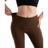 imageMOOSLOVER Women Flare Leggings Fold Over Bootcut Yoga Pants Casual Y2K Lounge Pants Comfy Cotton LeggingsBrwon