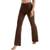 imageMOOSLOVER Women Flare Leggings Fold Over Bootcut Yoga Pants Casual Y2K Lounge Pants Comfy Cotton LeggingsBrwon