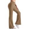 imageMOOSLOVER Women Flare Leggings Fold Over Bootcut Yoga Pants Casual Y2K Lounge Pants Comfy Cotton LeggingsCamel
