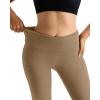 imageMOOSLOVER Women Flare Leggings Fold Over Bootcut Yoga Pants Casual Y2K Lounge Pants Comfy Cotton LeggingsCamel