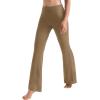 imageMOOSLOVER Women Flare Leggings Fold Over Bootcut Yoga Pants Casual Y2K Lounge Pants Comfy Cotton LeggingsCamel