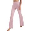 imageMOOSLOVER Women Flare Leggings Fold Over Bootcut Yoga Pants Casual Y2K Lounge Pants Comfy Cotton LeggingsLight Pink
