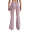 imageMOOSLOVER Women Flare Leggings Fold Over Bootcut Yoga Pants Casual Y2K Lounge Pants Comfy Cotton LeggingsLotus Pink