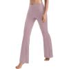 imageMOOSLOVER Women Flare Leggings Fold Over Bootcut Yoga Pants Casual Y2K Lounge Pants Comfy Cotton LeggingsLotus Pink