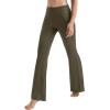 imageMOOSLOVER Women Flare Leggings Fold Over Bootcut Yoga Pants Casual Y2K Lounge Pants Comfy Cotton LeggingsOliver Green