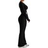 imageMOOSLOVER Women Seamed Detail Flare Leggings Elastic High Waisted Bell Bottom Bootcut Yoga Casual Pants1 Black