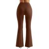imageMOOSLOVER Women Seamed Detail Flare Leggings Elastic High Waisted Bell Bottom Bootcut Yoga Casual Pants1 Brown