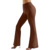 imageMOOSLOVER Women Seamed Detail Flare Leggings Elastic High Waisted Bell Bottom Bootcut Yoga Casual Pants1 Brown