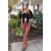 imageMOOSLOVER Women Seamed Detail Flare Leggings Elastic High Waisted Bell Bottom Bootcut Yoga Casual Pants1 Brown