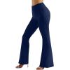 imageMOOSLOVER Women Seamed Detail Flare Leggings Elastic High Waisted Bell Bottom Bootcut Yoga Casual Pants1 Navy