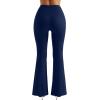 imageMOOSLOVER Women Seamed Detail Flare Leggings Elastic High Waisted Bell Bottom Bootcut Yoga Casual Pants1 Navy